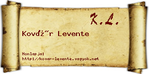 Kovár Levente névjegykártya